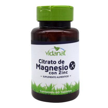 Citrato De Magnesio Con Zinc  60 Tabletas (VIDANAT/VITAMINAS)