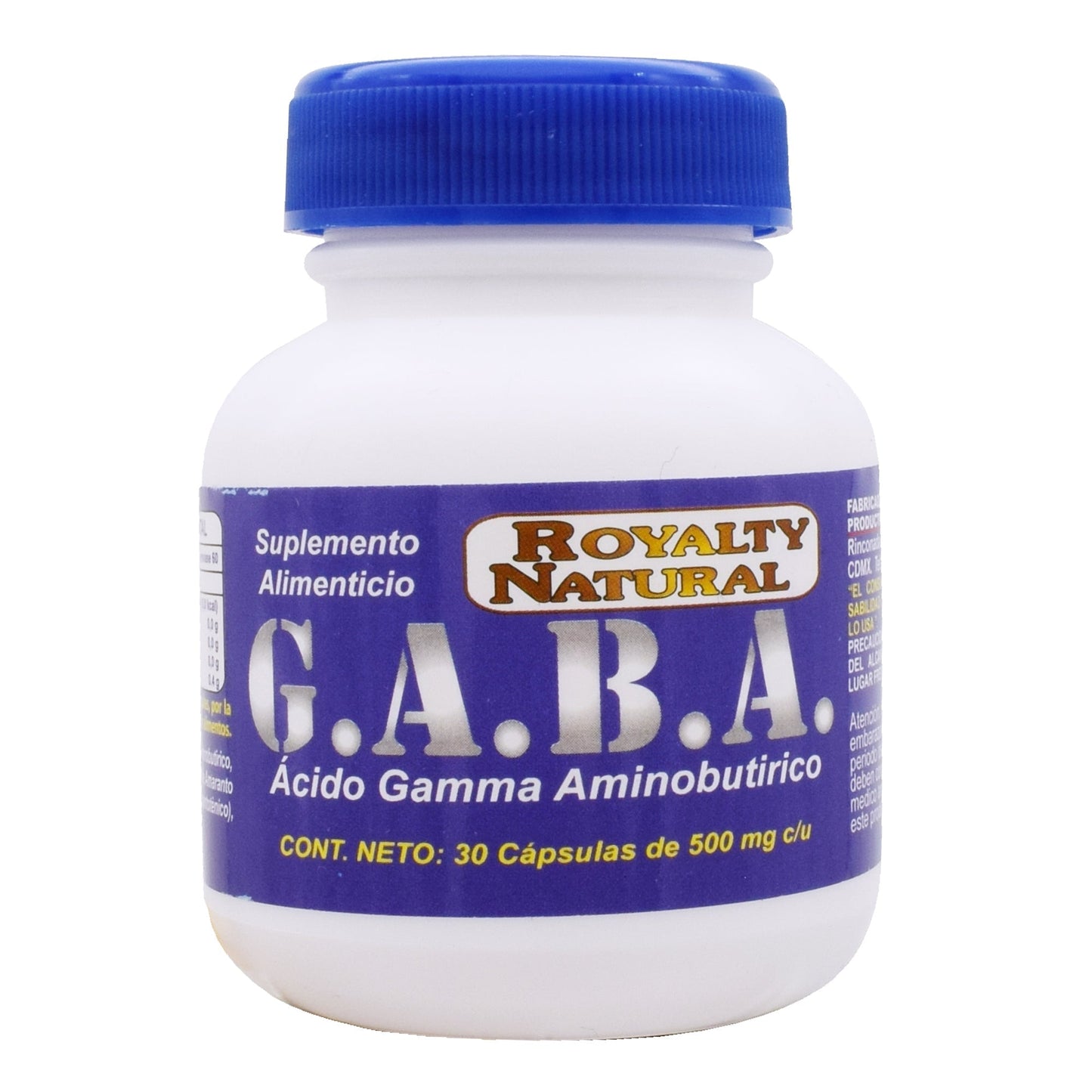 Gaba  Acido Y Aminobutirico 500 Miligramos  30 Cápsulas (ROYALTY NATURAL)
