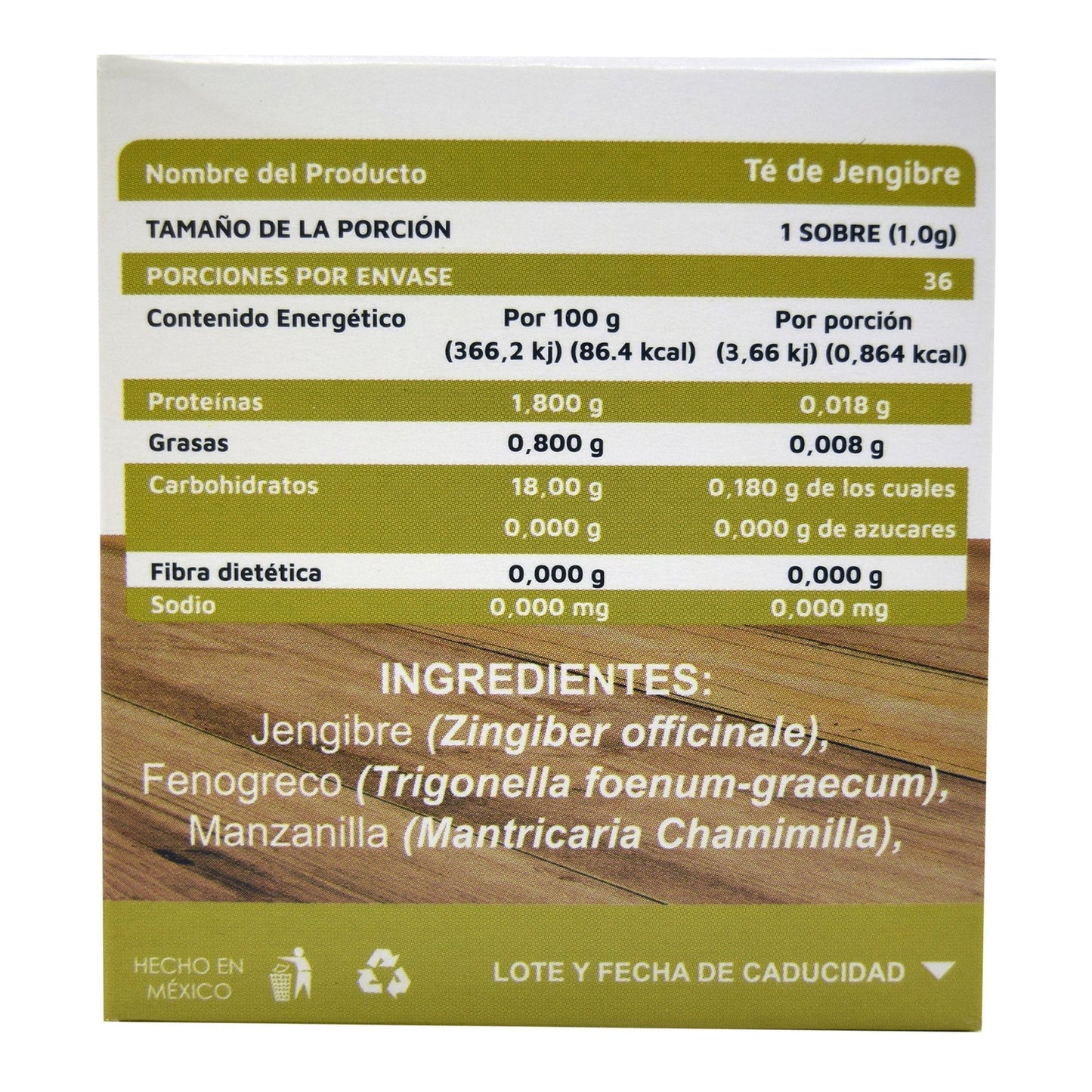 Te De Jengibre 36 Sobres (VIDANAT/INFUSIONES)