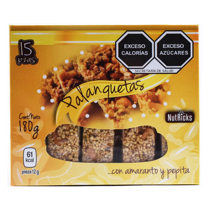 Palanqueta De Amaranto Y Pepita 15 Pzas 180 G (NUTRICKS)