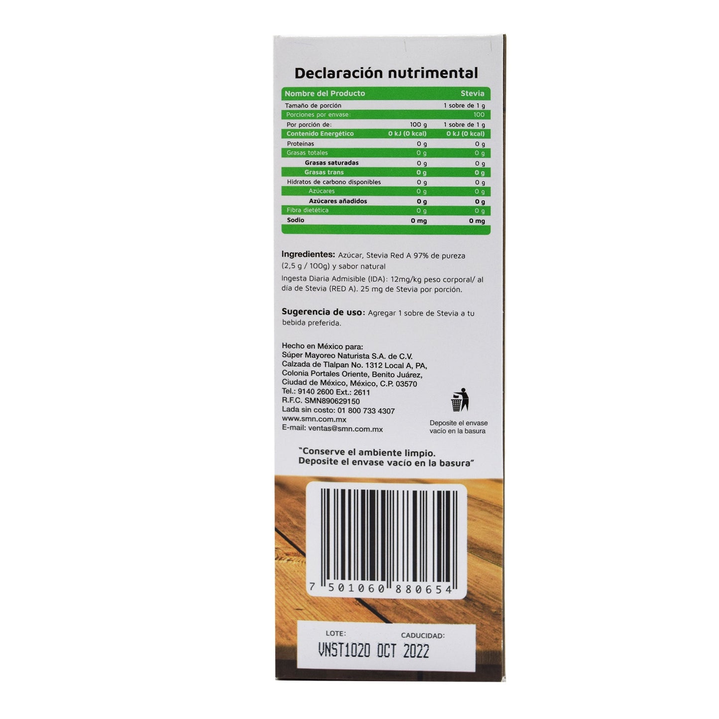 Endulzante Stevia 100 Sob (NAREVIA)