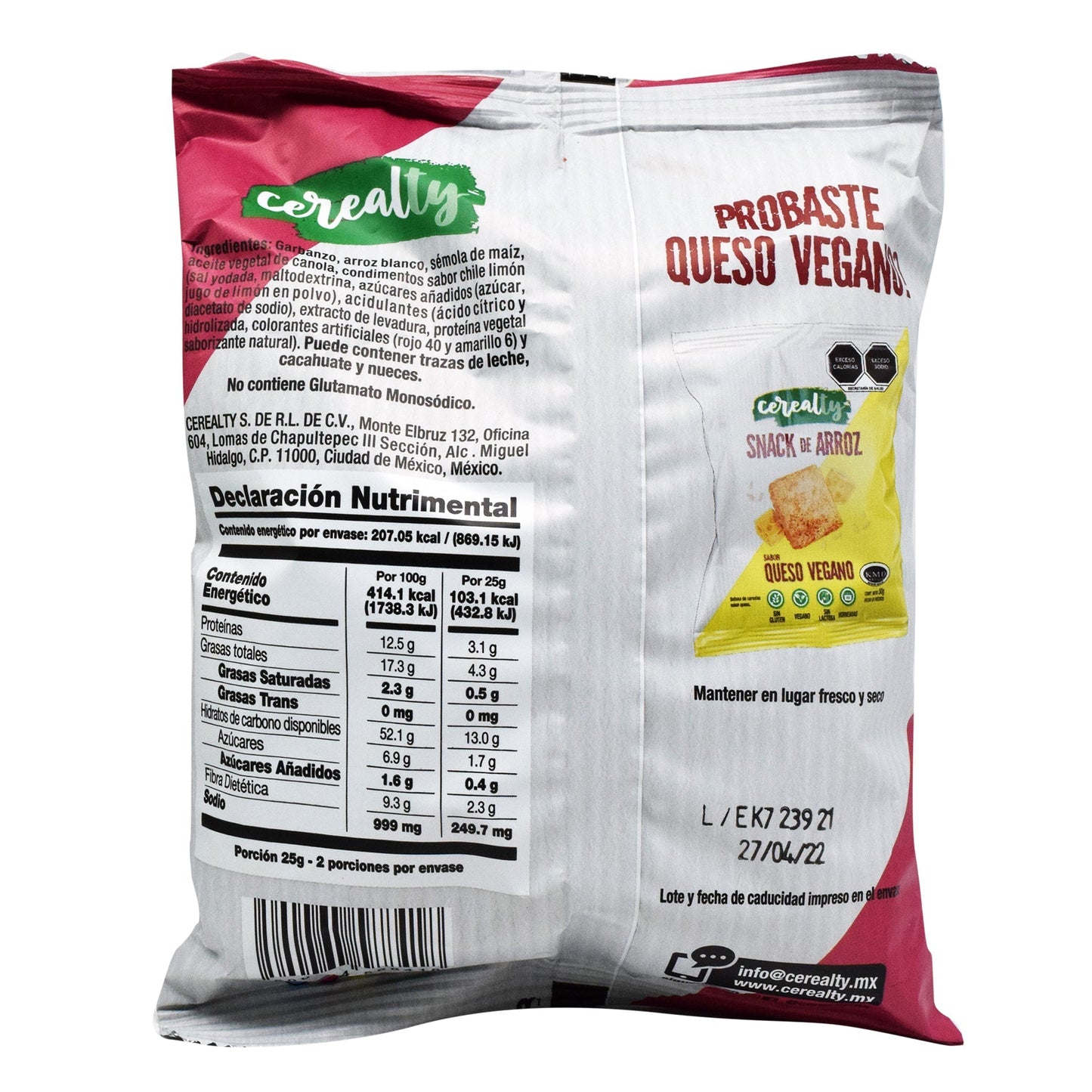 Botana De Arroz Sab Chile Y Limon 50 G (CEREALTY)