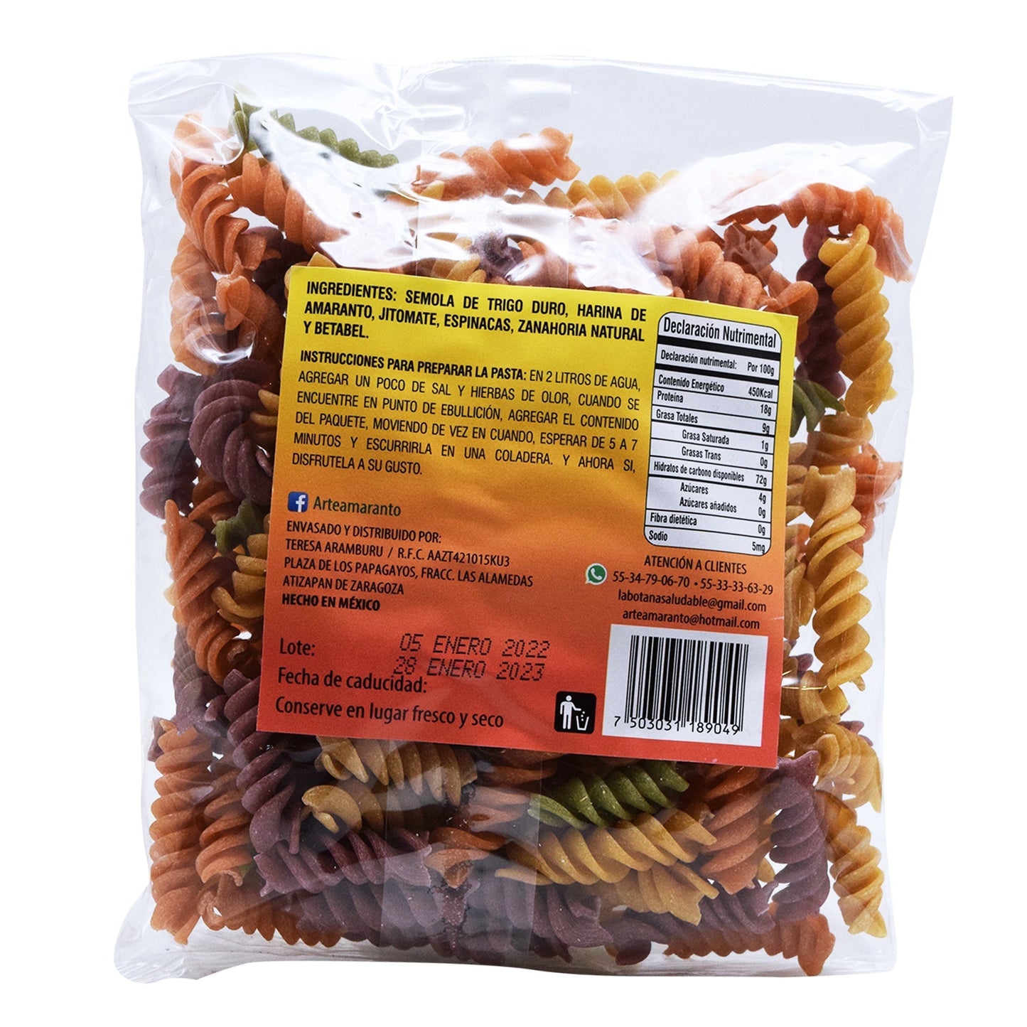 Pasta Integral Fusilli 200 G (ARTE AMARANTO)