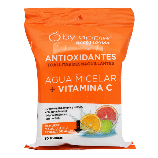 Toallita Desmaquillante Con Agua Micelar Y Vitamina C 30 Pzas (BY APPLE ACCESORIES)