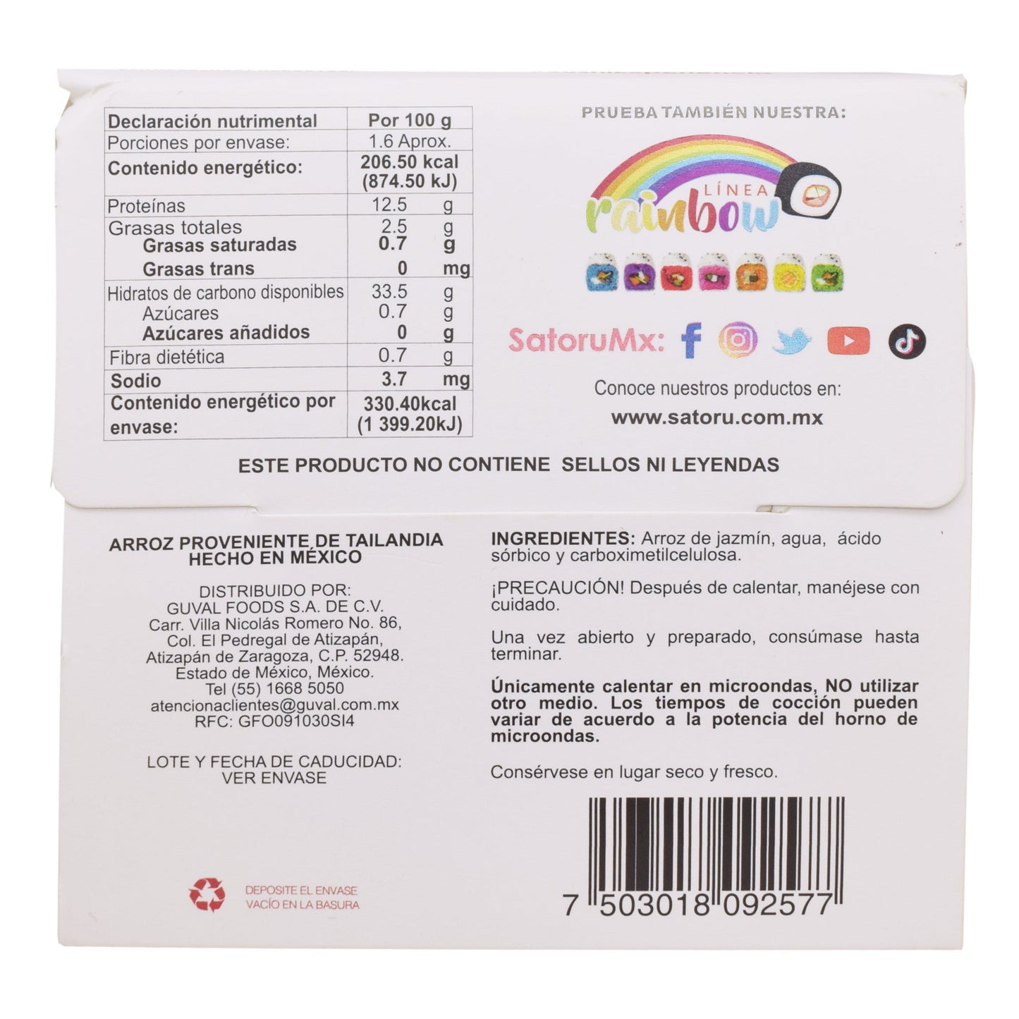 Arroz Jazmin Instantaneo 160 G (SATORU)