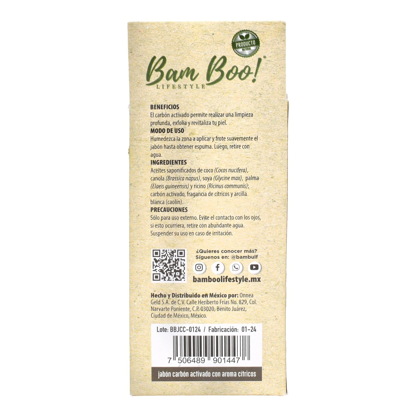 Jabon Carbon Citricos 80 G (BAM BOO! LIFESTYLE)