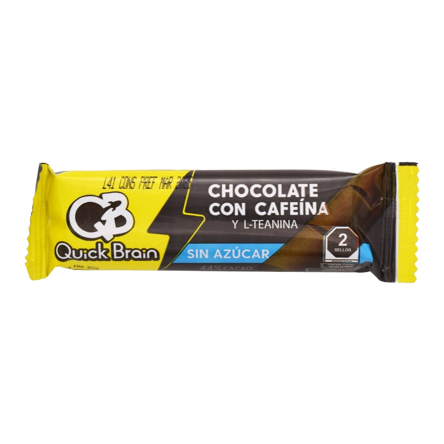 Barra Chocolate Cafeina Te Verde Sin Azucar 20 G (QUICK BRAIN)