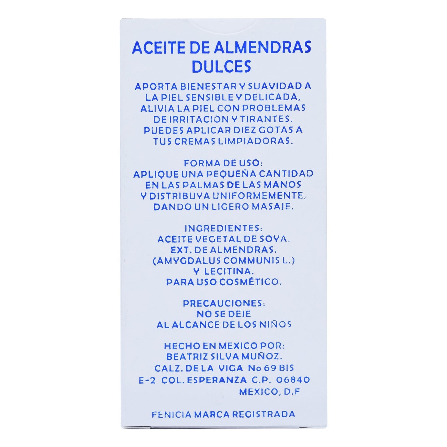 Aceite De Almendras Dulces 60 Mililitros (FENICIA)