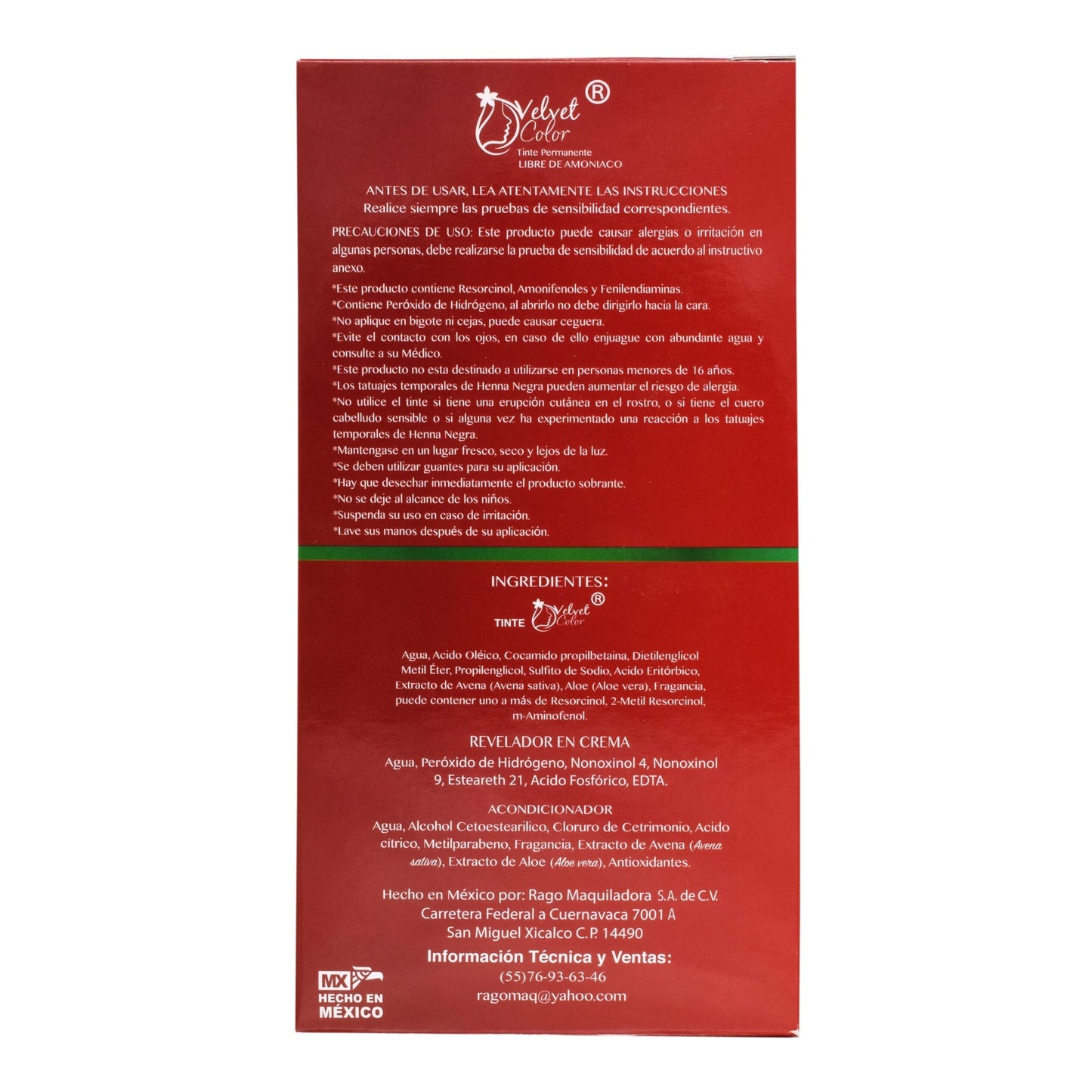 Tinte Rojo Carmin 150 Mililitros (VELVET COLOR)