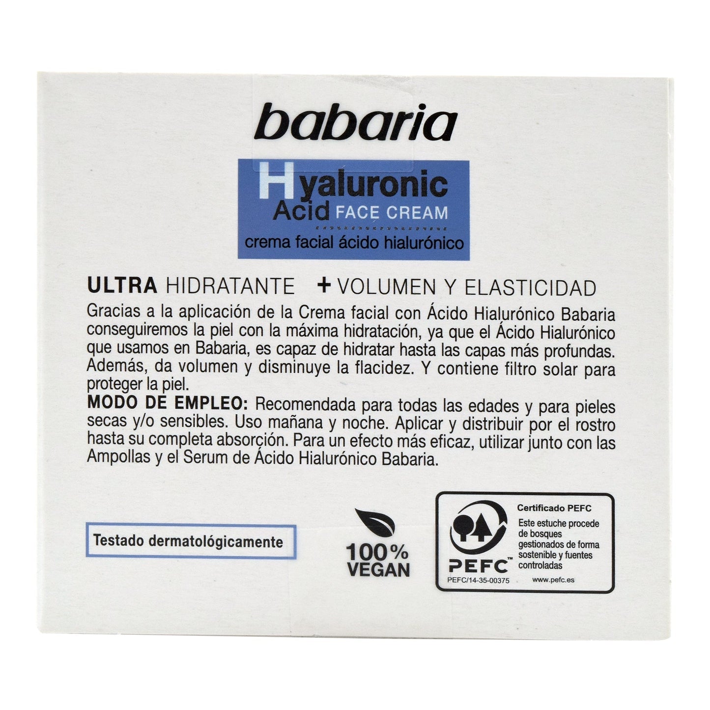 Crema Facial Acido Hialuronico 50 Mililitros (BABARIA)