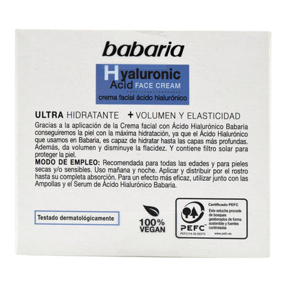 Crema Facial Acido Hialuronico 50 Mililitros (BABARIA)