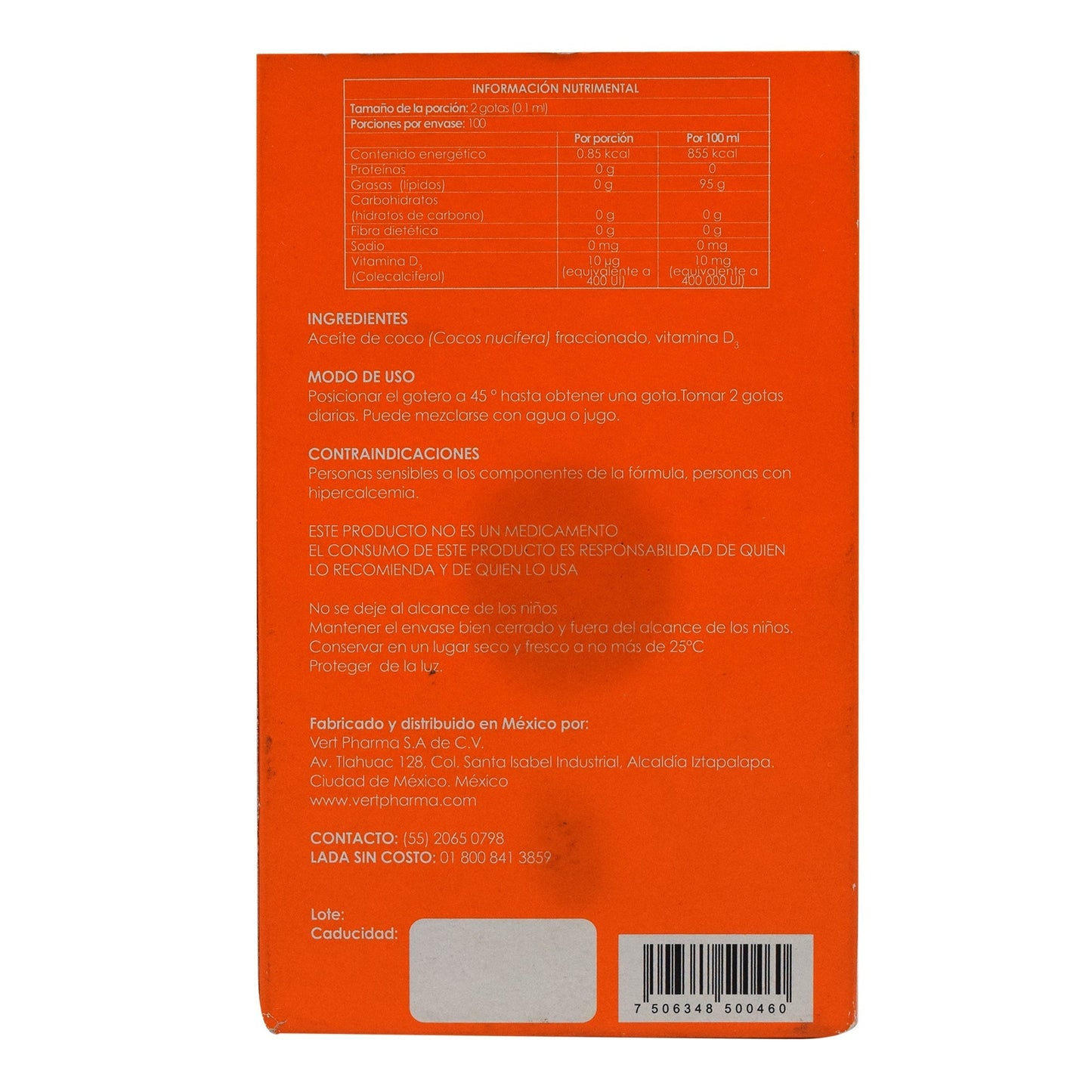 Extracto Vitamina D 10 Mililitros (VERTPHARMA)