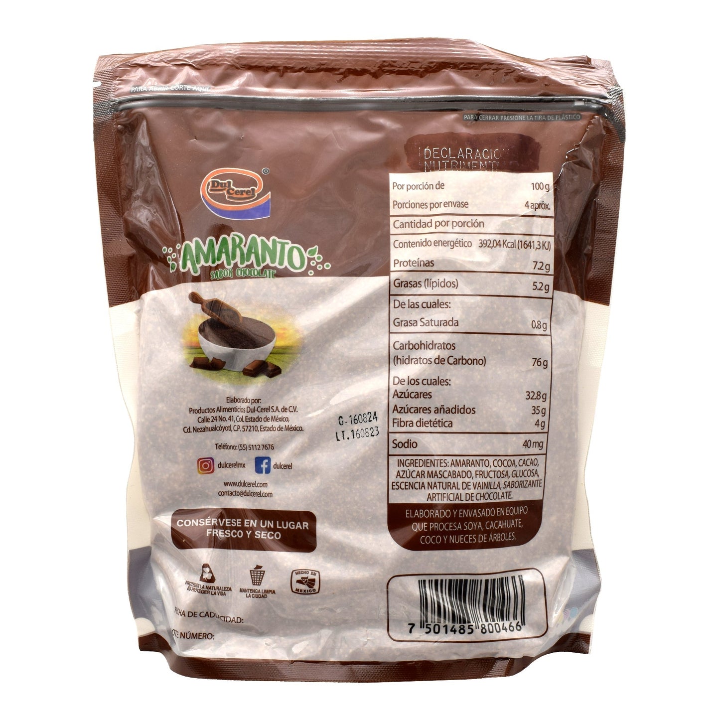 Amaranto Con Chocolate 400 G (DULCEREL)