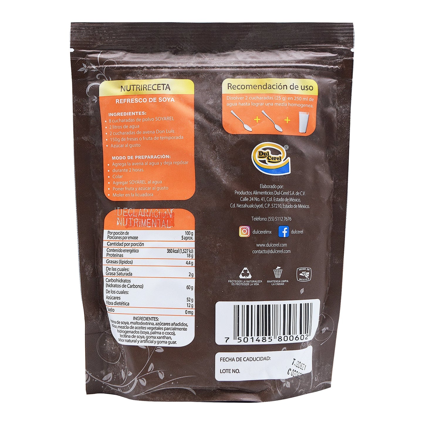 Bebida De Soya Sab Choc 500 G (DULCEREL)