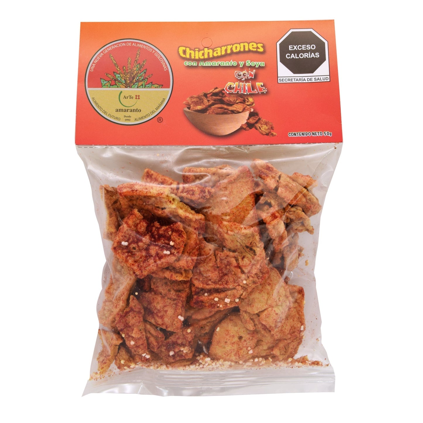 Chicharron Con Amaranto Y Soya Con Chile 50G (Caja 12) (ARTE AMARANTO)