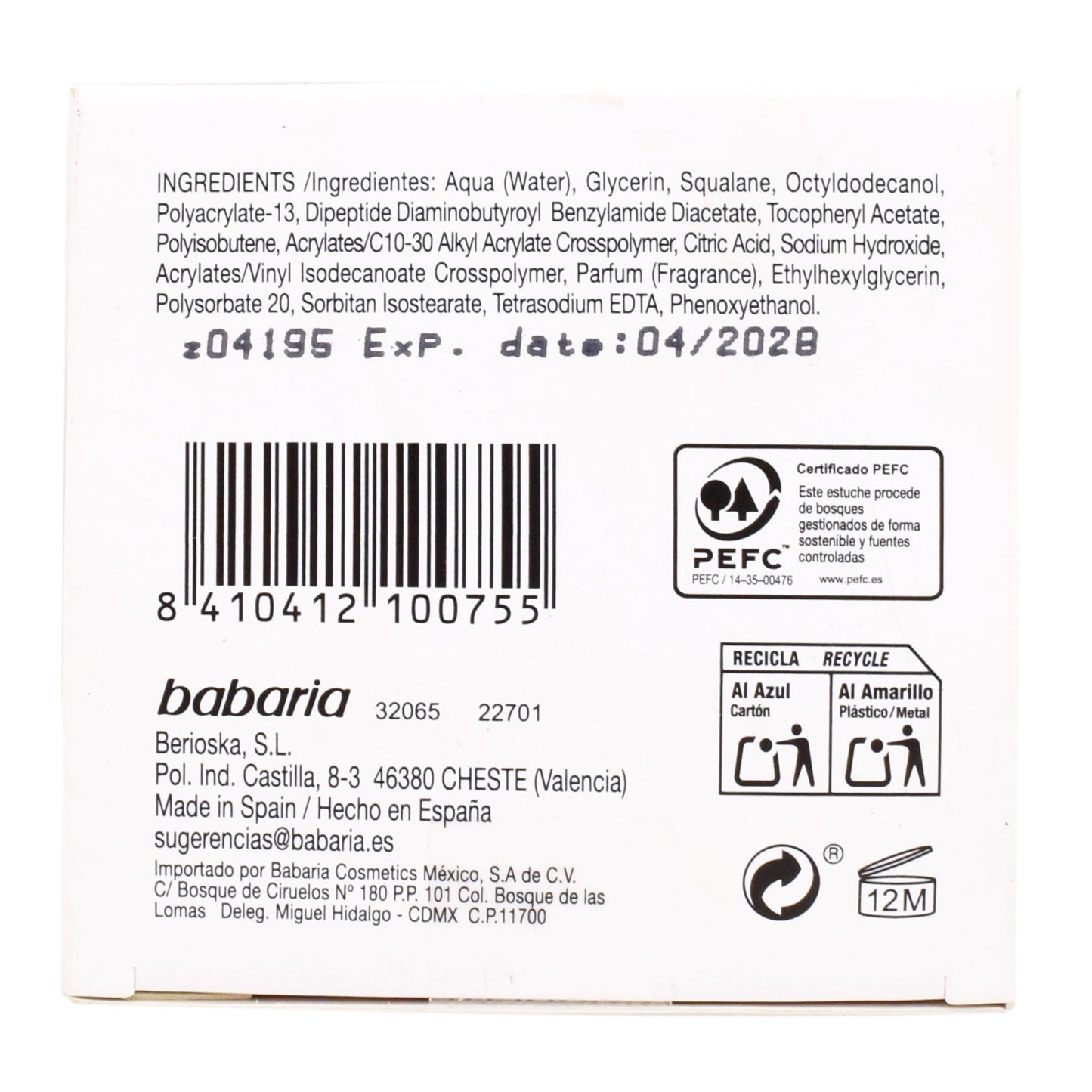 Crema Facial Botox 50 Mililitros (BABARIA)
