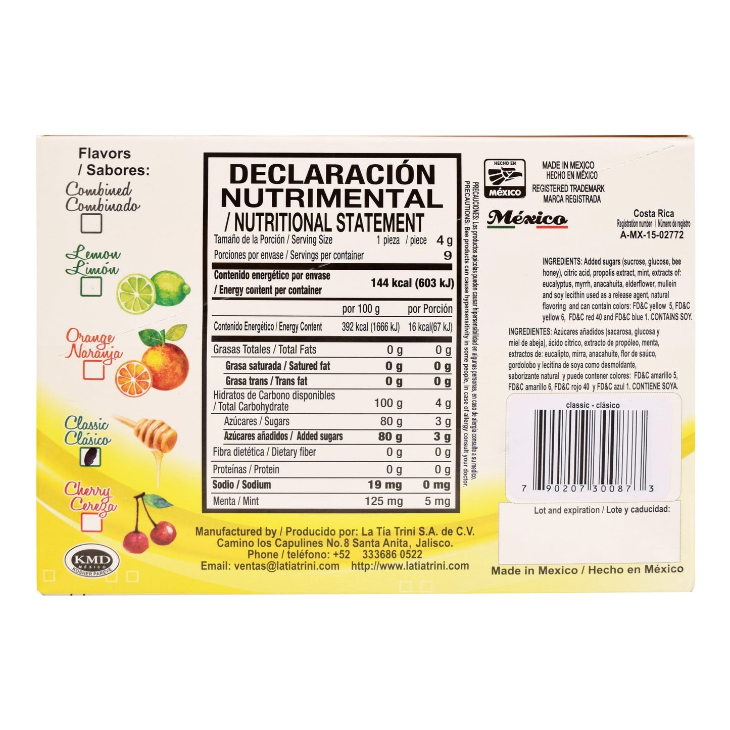 Caramelo De Propoleo Sabor Miel 36 G (Paquete 12) (LA TIA TRINI)