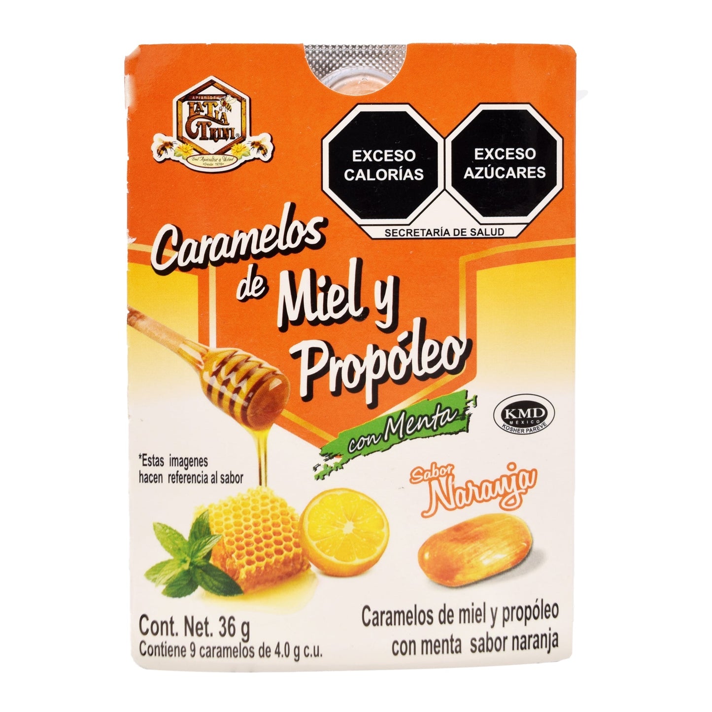 Caramelo De Propoleo Sabor Naranja 36 G (Paquete 12) (LA TIA TRINI)