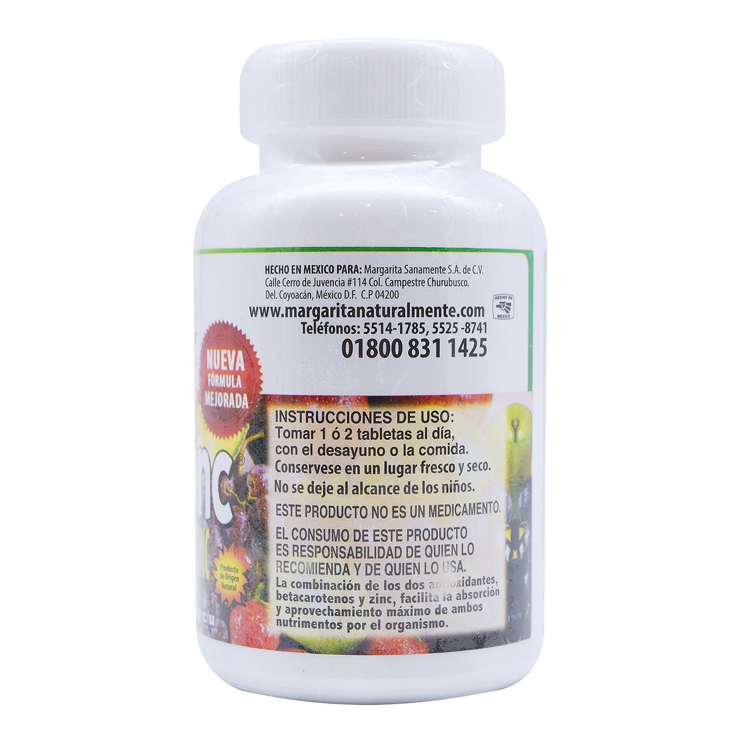 Beta Zinc Betacaroteno 90 Tabletas (MARGARITA NATURAL)