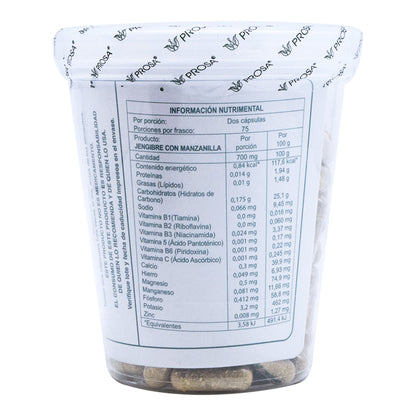 Jengibre Con Manzanilla 150 Cápsulas (PROSA)