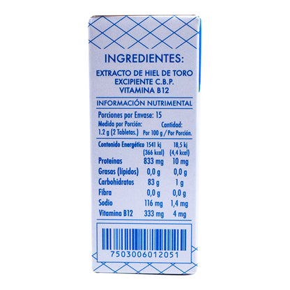 Hiel De Toro Vitaminada 30 Tabletas (HIEL DE TORO)