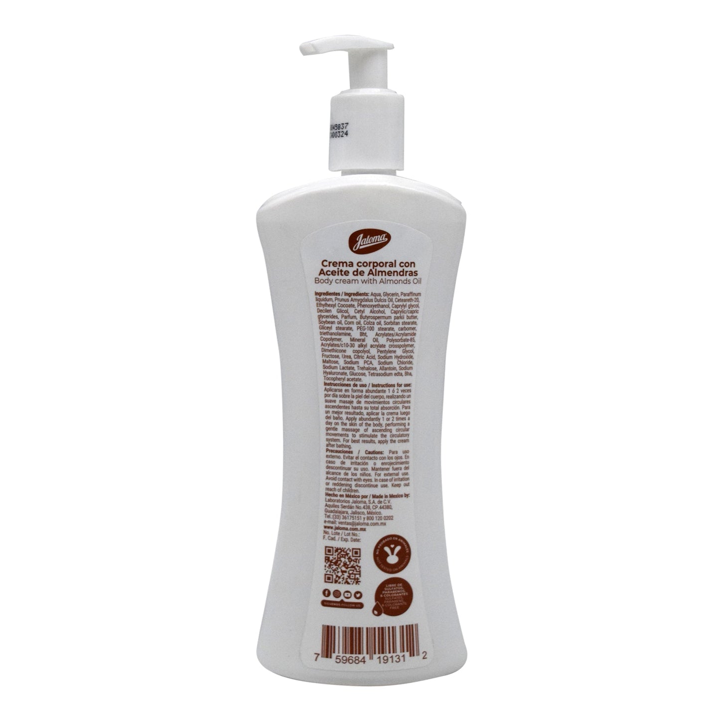 Crema Corporal Con Aceite De Almendras 400 Mililitros (JALOMA)