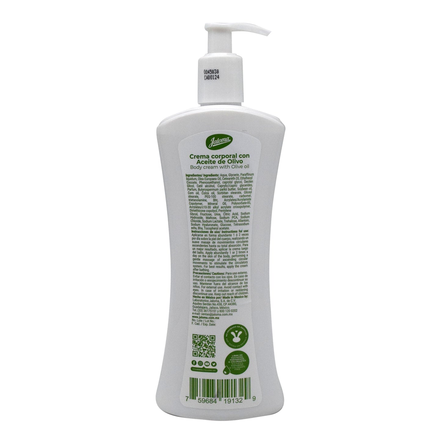 Crema Corporal Con Aceite De Olivo 400 Mililitros (JALOMA)