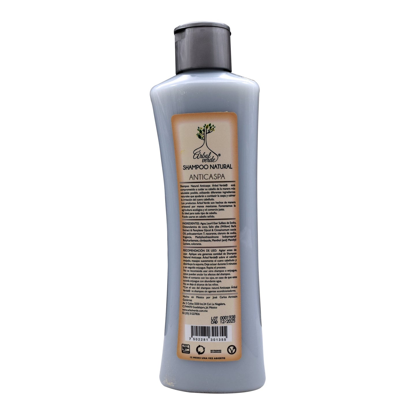 Shampoo Anti Caspa Con Canela Y Menta 500 Mililitros (ARBOL VERDE)