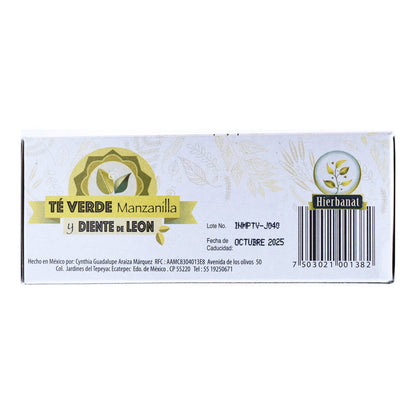 Diente De Leon Te Verde Y Manzanilla 25 Sob (HIERBANAT)