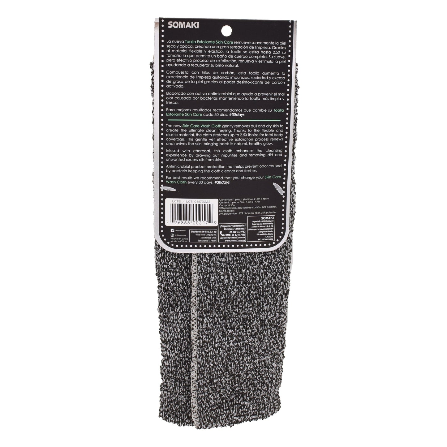 Toalla Corporal Carbon Exfoliante  1 Pza (SKIN CARE)