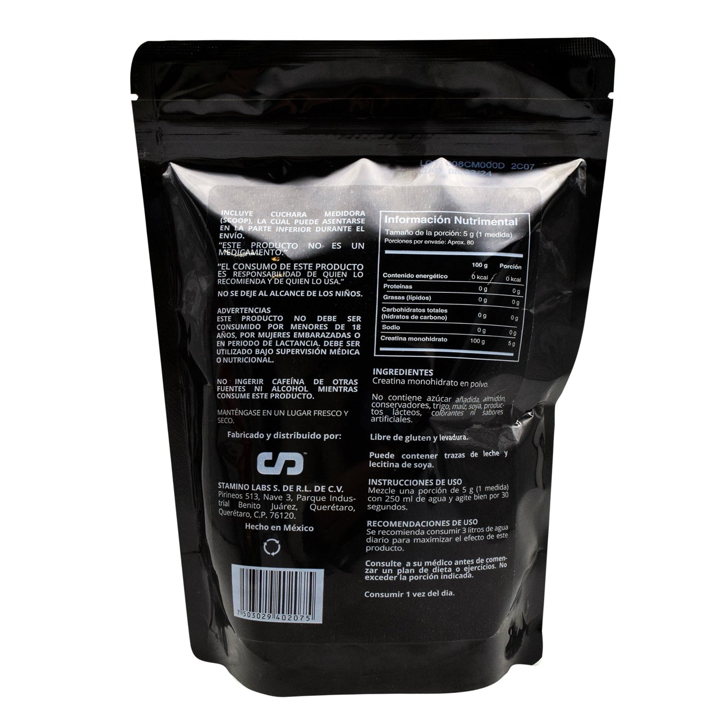 Creatina Monohidrato 400 G (STAMINO LABS)