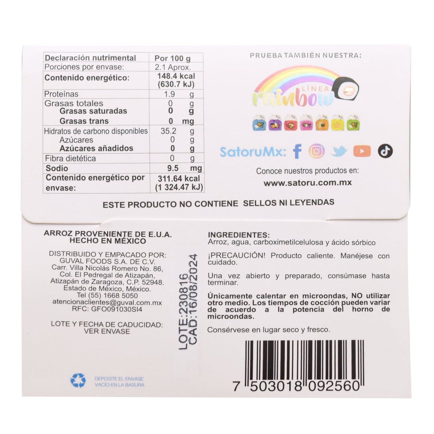 Arroz Japones Instantaneo 210 G (SATORU)