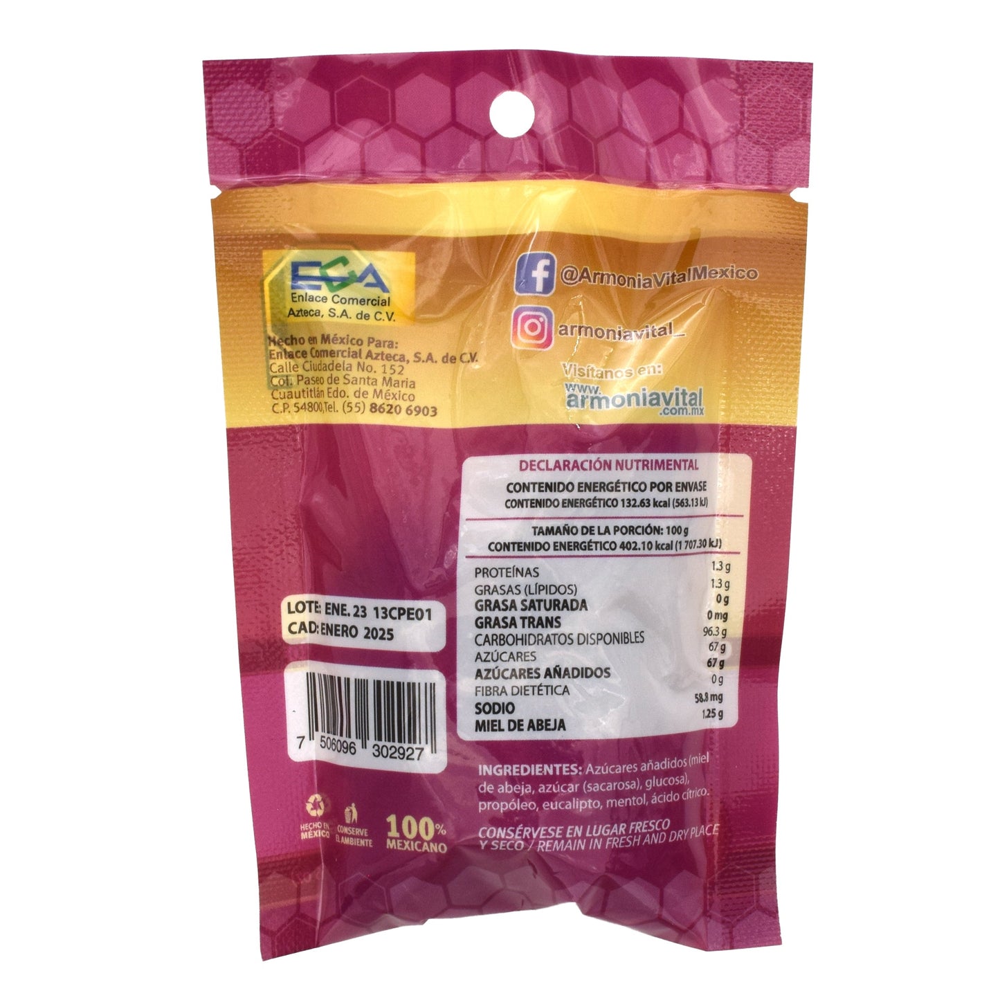 Caramelo De Miel Propoleo Y Eucalipto 33 G (Paquete 10) (ARMONIA VITAL)