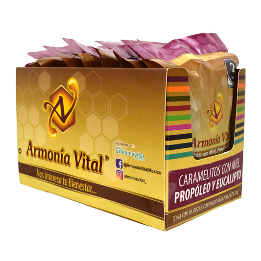 Caramelo De Miel Propoleo Y Eucalipto 33 G (Paquete 10) (ARMONIA VITAL)