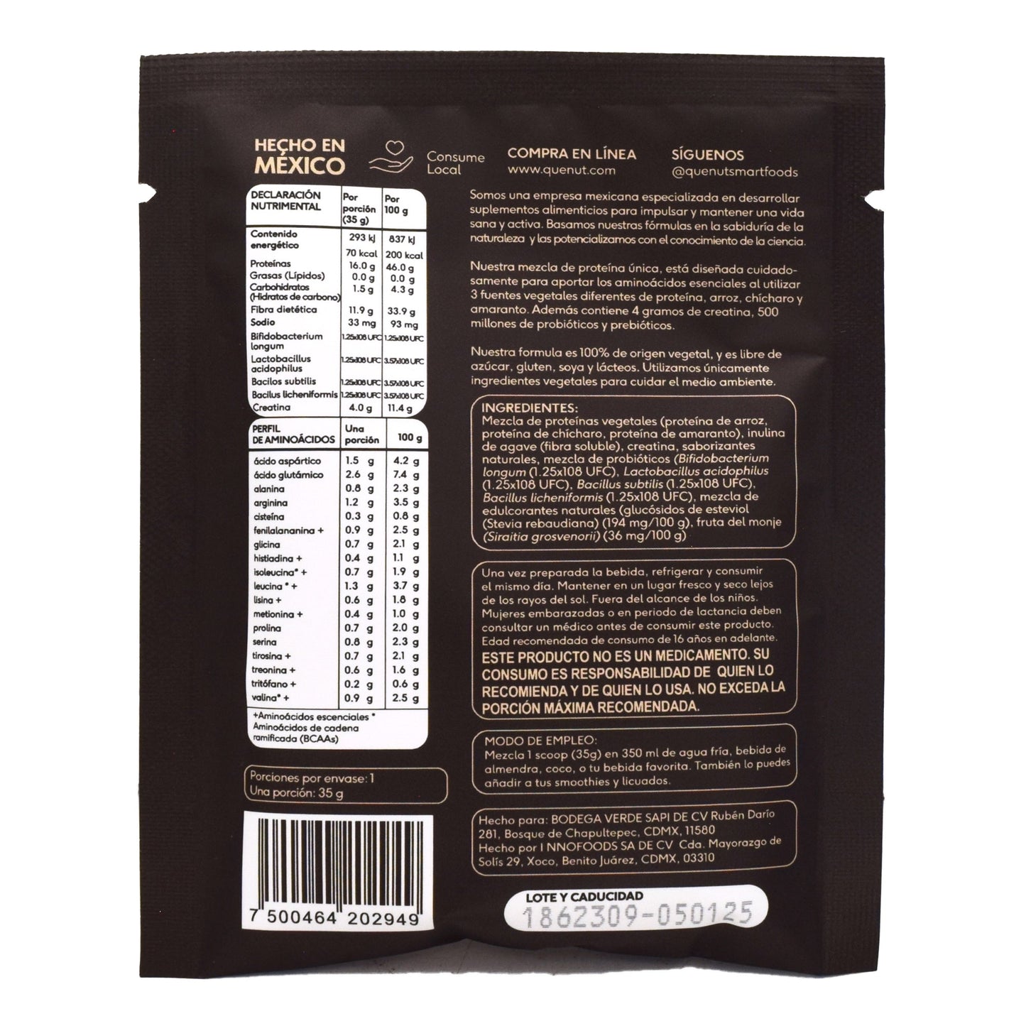 Post Workout Vainilla 35 G (Paquete 12) (QUENUT)