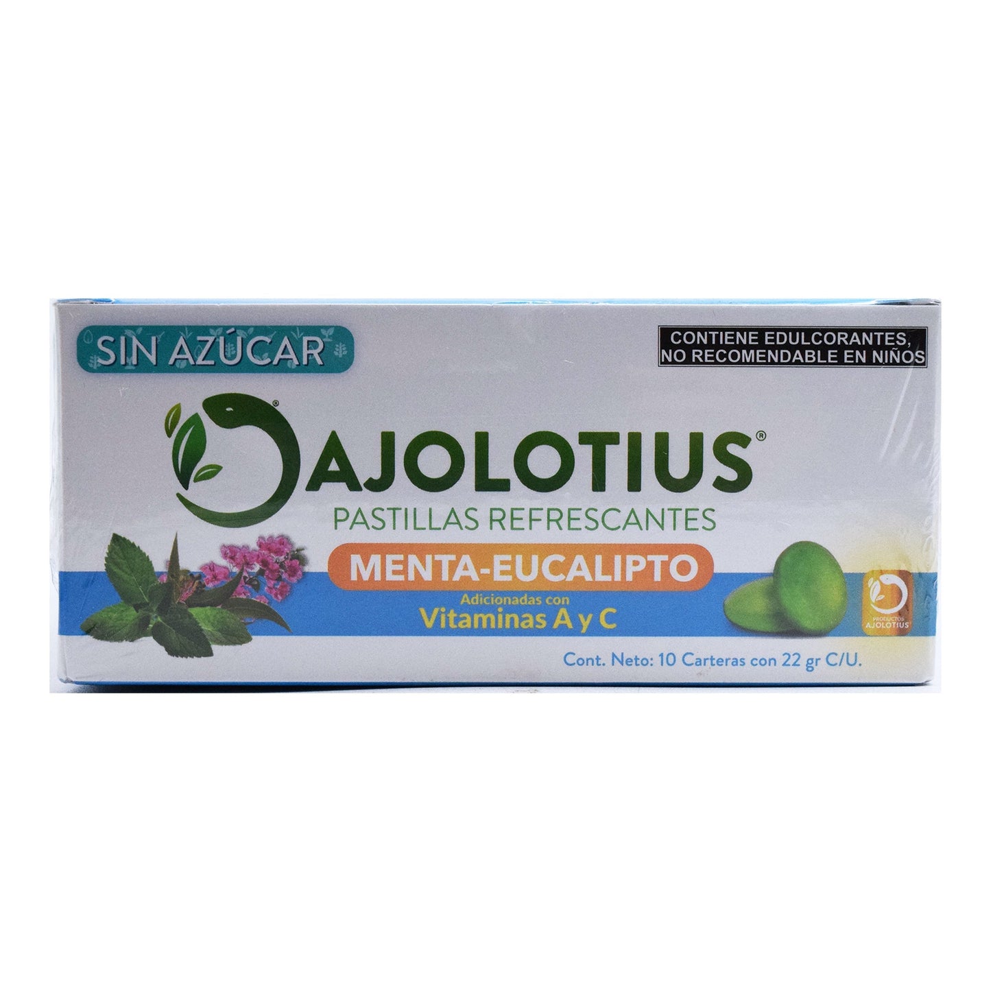 Pastillas Refrescantes Menta Eucalipto 22 G (Paquete 10) (AJOLOTIUS)