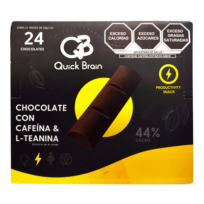 Barra De Chocolate Con Cafeina Y Te Verde 20 G (Paquete 24) (QUICK BRAIN)