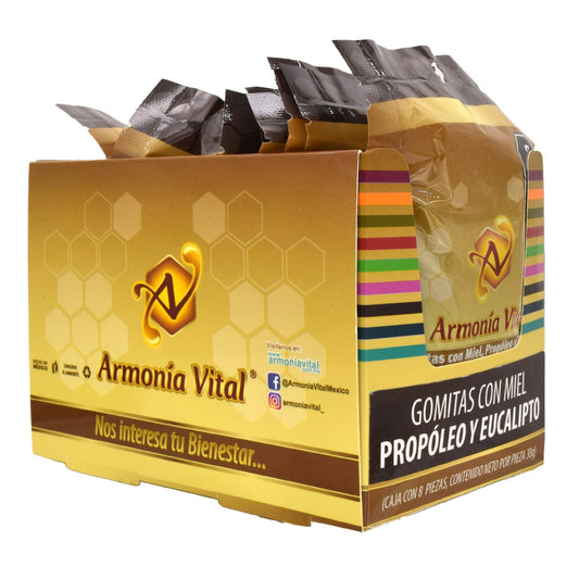 Gomitas De Miel Propoleo Y Eucalipto 30 G (Paquete 8) (ARMONIA VITAL)