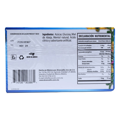 Caramelo Miel Mentol Bronco Fresh 33 G (Paquete 12) (BRONCOLIN)