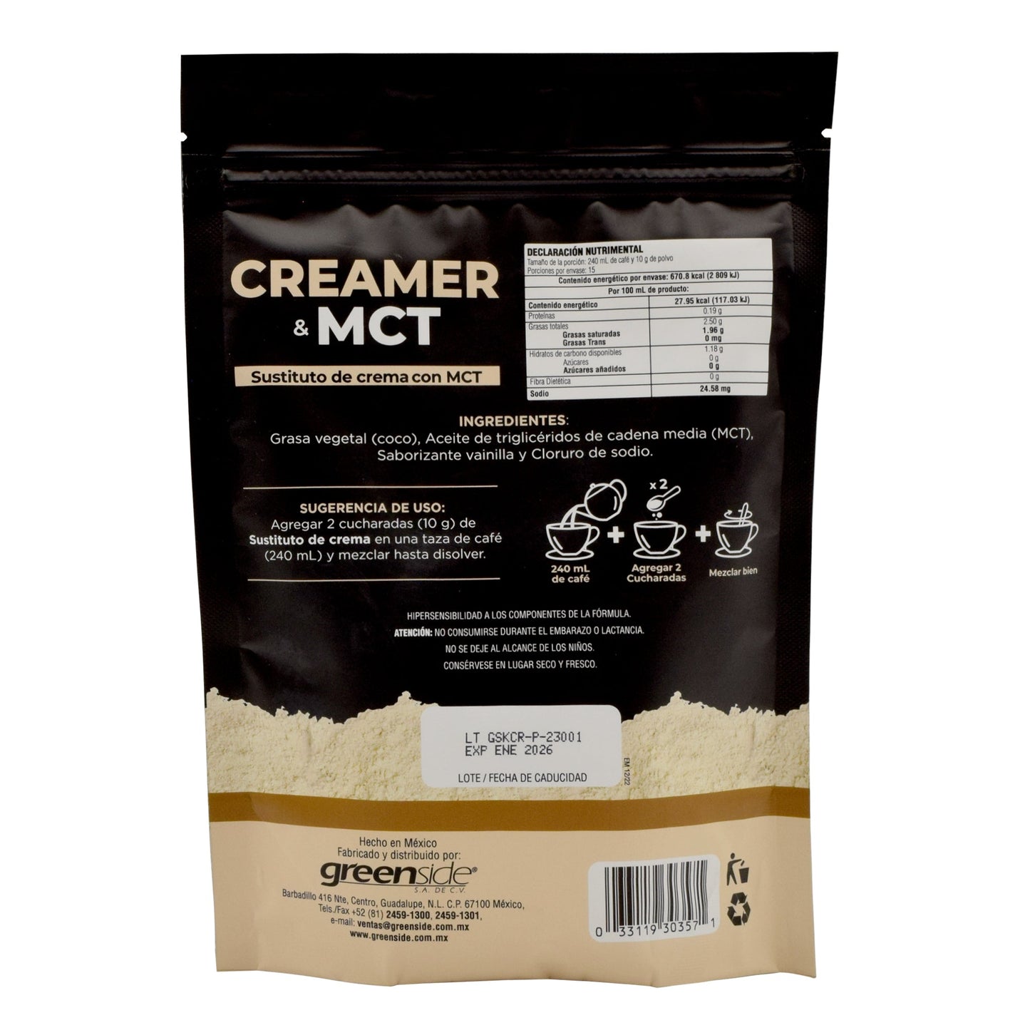 Crema Para Cafe Con Mct 150 G (GREENSIDE)