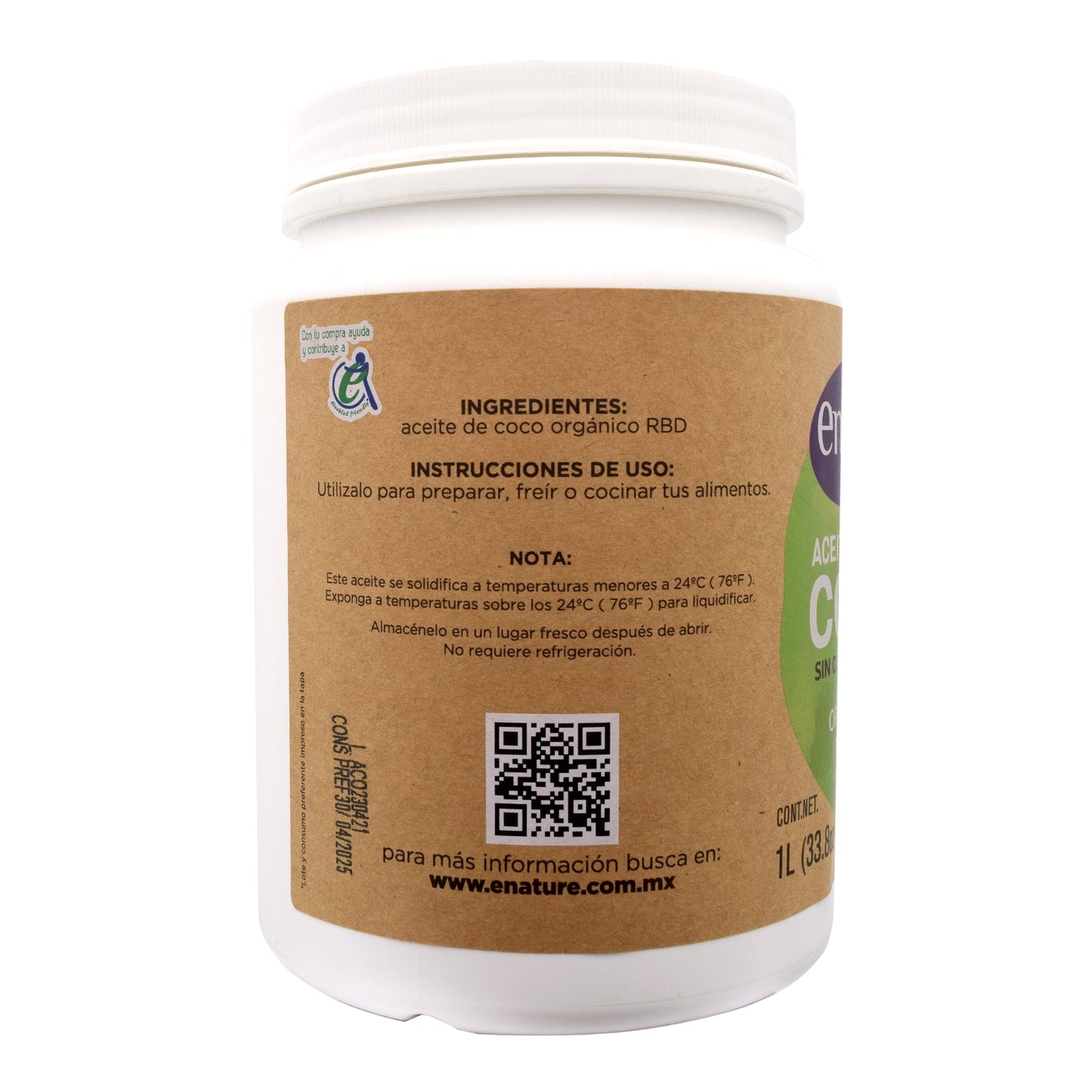 Aceite De Coco Sin Sabor 1 L (E-NATURE)