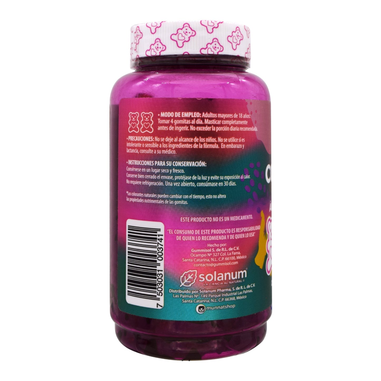 Gomitas Colageno Biotina Acido Hialuronico Queratina Resveratrol Fresa 280 G (SOLANUM BELABEAR)