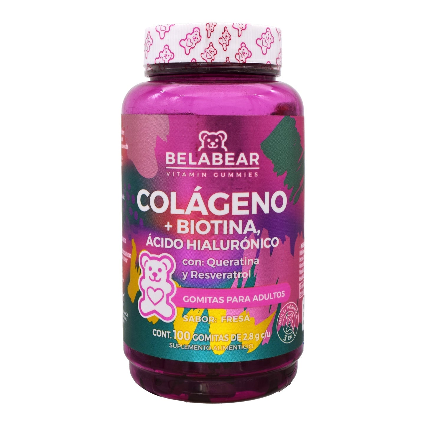 Gomitas Colageno Biotina Acido Hialuronico Queratina Resveratrol Fresa 280 G (SOLANUM BELABEAR)