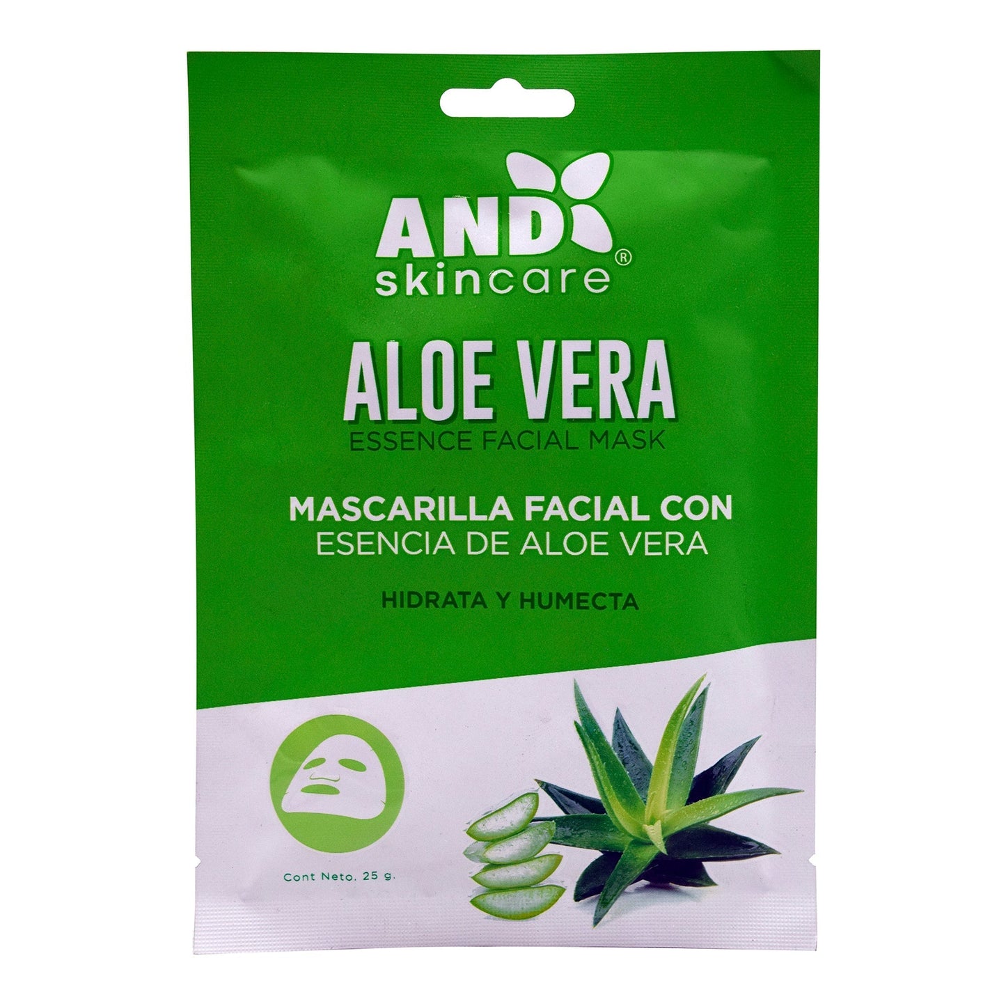 Mascarilla Facial De Aloe Vera 25 G (Paquete 10) (AND)