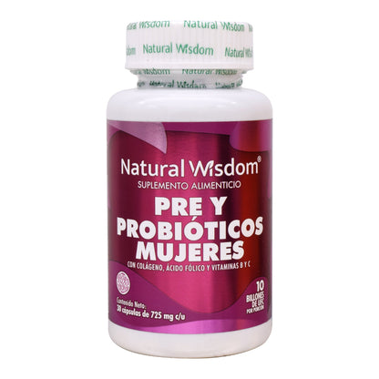 Pre Y Probioticos Mujeres 30 Cápsulas (NATURAL WISDOM)