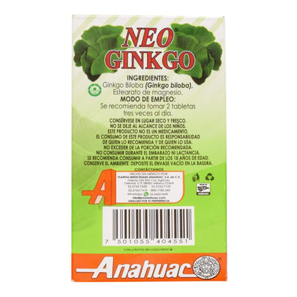 Neo Ginkgo 100 Tabletas (ANAHUAC)