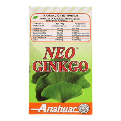 Neo Ginkgo 100 Tabletas (ANAHUAC)