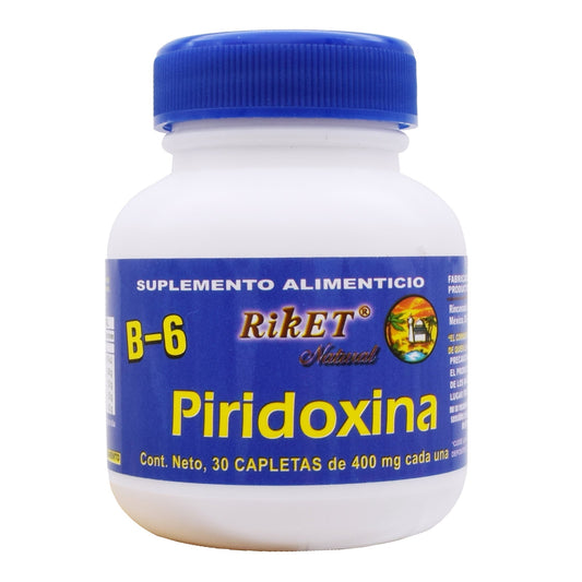 Vitamina B6 Piridoxina 400 Miligramos 30 Cápsulas (RIKET NATURAL)