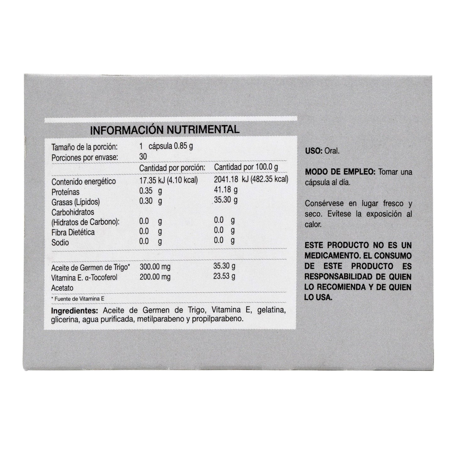Vitamina E 30 Cápsulas (PROGELA)