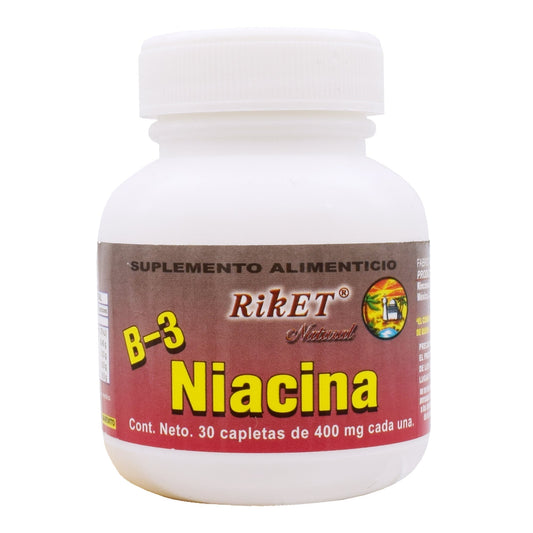 Vitamina B3 Niacina 400 Miligramos 30 Cápsulas (RIKET NATURAL)